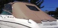 Photo of Sea Ray 280 Cuddy Cabin, 1997: Bimini Top, Front Visor, Side Curtain Bimini Aft Curtain, viewed from Port Rear 