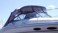 Photo of Sea Ray 280 Sun Sport No Arch, 1998: Bimini Top, Front Visor, Side Curtains Bimini Aft Curtain, viewed from Starboard Front 