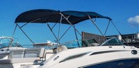 Sea Ray® 280 Sundeck No Tower Camper-Top-Aft-Curtain-OEM-G6™ Factory Camper AFT CURTAIN with clear Eisenglass windows zips to back of OEM Camper Top and Side Curtains (not included) and connects to Transom, OEM (Original Equipment Manufacturer)