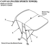 Photo of Sea Ray 280 Sundeck Tower, 2009: Factory Waterports Tower Bimini Top Parts Manual Drawing 