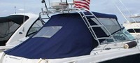 Photo of Sea Ray 290 Amberjack Arch, 2005: Bimini Top, Front Visor, Side Curtains, Aft Curtain, viewed from Starboard Rear 
