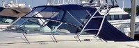 Photo of Sea Ray 290 Amberjack Arch, 2006: Bimini Top, Front Visor, Side Curtains, Aft Curtain, viewed from Port Front 