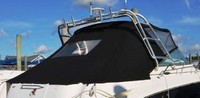 Photo of Sea Ray 290 Amberjack Arch, 2006: Bimini Top, Front Visor, Side Curtains, Aft Curtain, viewed from Starboard Rear 