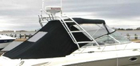 Photo of Sea Ray 290 Amberjack Arch, 2006: Bimini Top, Front Visor, Side Curtains, Aft Curtain, viewed from Starboard Side 