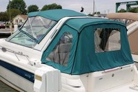 Sea Ray® 290 Sundancer Bimini-Visor-OEM-G1.7™ Factory Front VISOR Eisenglass Window Set (typ. 3 front panels, but 1 or 2 on some boats) zips between front of OEM Bimini-Top (not included) and Windshield (NO Side-Curtains, sold separately), OEM (Original Equipment Manufacturer)