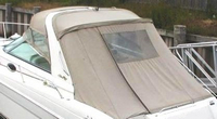 Sea Ray® 290 Sundancer Sunshade-Top-Canvas-Seamark-OEM-G7™ Factory SUNSHADE CANVAS (no frame) for OEM Sunshade Top mounted off Back of the factory Radar Arch, with zippers for OEM Sunshade Aft Enclosure Curtains (not included), OEM (Original Equipment Manufacturer) (Sunshade-Tops may have been SeaMark(r) vinyl-lined Sunbrella(r) prior to 2008 through 2018, now they are Sunbrella(r) to avoid mold issues)