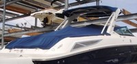 Photo of Sea Ray 300 SLX, 2012: Bimini Top Aft Sunshade Top, Cockpit Cover to Top of WindShield, viewed from Starboard Rear 