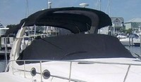 Sea Ray® 300 Sundancer Bimini-Top-Canvas-Frame-Zippered-Seamark-OEM-G3™ Factory BIMINI-TOP CANVAS on FRAME with Zippers for OEM front Visor and Curtains (not included) with Mounting Hardware (no boot cover) (this Bimini-Top may have been SeaMark(r) vinyl-lined Sunbrella(r) prior to 2008 through 2018, now they are Sunbrella(r) to avoid mold issues), OEM (Original Equipment Manufacturer)
