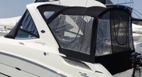 Sea Ray® 310 Sundancer Sunshade-Top-Canvas-Seamark-OEM-G8™ Factory SUNSHADE CANVAS (no frame) for OEM Sunshade Top mounted off Back of the factory Radar Arch, with zippers for OEM Sunshade Aft Enclosure Curtains (not included), OEM (Original Equipment Manufacturer) (Sunshade-Tops may have been SeaMark(r) vinyl-lined Sunbrella(r) prior to 2008 through 2018, now they are Sunbrella(r) to avoid mold issues)