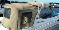 Photo of Sea Ray 315 Sundancer, 2005: Bimini Top, Bimini Visor, Bimini Side Curtains, Sunshade, Camper Top, Camper Top, Side Curtains, Camper Top Aft Curtain at dock, viewed from Starboard Rear 