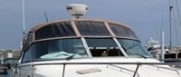 Photo of Sea Ray 330 Sundancer, 1995: Bimini Top, Visor, Side Curtains, viewed from Starboard Front 