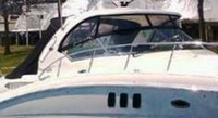 Photo of Sea Ray 330 Sundancer, 2010: Hard-Top, Side Curtains, Sunshade, Sunshade Enclosure Curtains, viewed from Starboard Front 