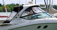 Photo of Sea Ray 330 Sundancer, 2012: Hard-Top, Visor, Side Curtains, Sunshade Top, Sunshade Enclosure Curtains, viewed from Starboard Front 