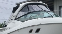 Sea Ray® 330 Sundancer Hard-Top-Visor-OEM-G8™ Factory Hard-Top VISOR Front Eisenglass Window Set (1, 2 or 3 front panels) fits Factory Hard-Top, with zippers for OEM Side Curtains (not included), OEM (Original Equipment Manufacturer)