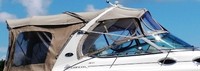 Sea Ray® 335 Sundancer Camper-Top-Side-Curtains-OEM-G2.5™ Pair Factory Camper SIDE CURTAINS (Port and Starboard sides) with Eisenglass windows zip to OEM Camper Top and Aft Curtain (not included), OEM (Original Equipment Manufacturer)