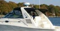 Photo of Sea Ray 340 Amberjack, 2002: Bimini Top, Front Visor, Side Curtains, Arch Connections Sunshade Top, viewed from Port Rear 