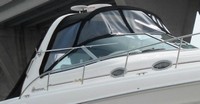 Sea Ray® 340 Sundancer Bimini-Visor-OEM-G2.7™ Factory Front VISOR Eisenglass Window Set (typ. 3 front panels, but 1 or 2 on some boats) zips between front of OEM Bimini-Top (not included) and Windshield (NO Side-Curtains, sold separately), OEM (Original Equipment Manufacturer)