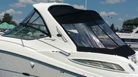 Photo of Sea Ray 350 Sundancer, 2011: Hard-Top, Front Visor, Side Curtains, Sunshade Top, Sunshade Aft Enclosure Curtains, viewed from Port Side 