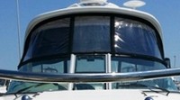 Sea Ray® 350 Sundancer Hard-Top-Visor-OEM-G5™ Factory Hard-Top VISOR Front Eisenglass Window Set (1, 2 or 3 front panels) fits Factory Hard-Top, with zippers for OEM Side Curtains (not included), OEM (Original Equipment Manufacturer)