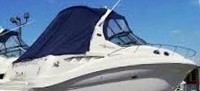 Sea Ray® 355 Sundancer Sunshade-Top-Canvas-Frame-AL-SeaMark-OEM-G4™ Factory SUNSHADE CANVAS and FRAME (behind Radar Arch) with Mounting Hardware, OEM (Original Equipment Manufacturer) (Sunshade-Tops may have been SeaMark(r) vinyl-lined Sunbrella(r) prior to 2008 through 2018, now they are Sunbrella(r) to avoid mold issues)