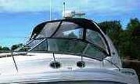 Sea Ray® 355 Sundancer Bimini-Visor-OEM-G2.7™ Factory Front VISOR Eisenglass Window Set (typ. 3 front panels, but 1 or 2 on some boats) zips between front of OEM Bimini-Top (not included) and Windshield (NO Side-Curtains, sold separately), OEM (Original Equipment Manufacturer)