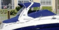 Sea Ray® 355 Sundancer Cockpit-Cover-OEM-G6™ Factory Snap-On COCKPIT-COVER with Adjustable Support Pole(s) fitting into reinforced Snap(s) or Grommet(s), OEM (Original Equipment Manufacturer)