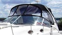 Sea Ray® 355 Sundancer Bimini-Visor-OEM-G3™ Factory Front VISOR Eisenglass Window Set (typ. 3 front panels, but 1 or 2 on some boats) zips between front of OEM Bimini-Top (not included) and Windshield (NO Side-Curtains, sold separately), OEM (Original Equipment Manufacturer)