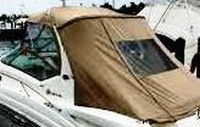 Sea Ray® 365 Sundancer DA Bimini-Top-Canvas-Frame-Zippered-Seamark-OEM-G2™ Factory BIMINI-TOP CANVAS on FRAME with Zippers for OEM front Visor and Curtains (not included) with Mounting Hardware (no boot cover) (this Bimini-Top may have been SeaMark(r) vinyl-lined Sunbrella(r) prior to 2008 through 2018, now they are Sunbrella(r) to avoid mold issues), OEM (Original Equipment Manufacturer)
