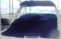 Sea Ray® 375 Sundancer Bimini-Top-Canvas-Frame-Zippered-Seamark-OEM-G3™ Factory BIMINI-TOP CANVAS on FRAME with Zippers for OEM front Visor and Curtains (not included) with Mounting Hardware (no boot cover) (this Bimini-Top may have been SeaMark(r) vinyl-lined Sunbrella(r) prior to 2008 through 2018, now they are Sunbrella(r) to avoid mold issues), OEM (Original Equipment Manufacturer)