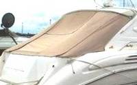 Photo of Sea Ray 450 Sundancer, 1996: Sunshade Aft Enclosure in Linen Tweed, viewed from Starboard Rear 