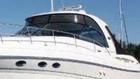 Photo of Sea Ray 500 Sundancer, 2003: Hard-Top, Visor, Side Curtains, Aft Curtain, viewed from Port Front 