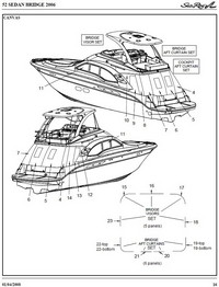 Photo of Sea Ray 52 Sedan Bridge, 2006 Sea Ray Parts Manual Drawing Bridge Hard-Top Enclosure Cockpit Cover 