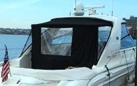Photo of Sea Ray 580 Super Sun Sport, 2002: Hard-Top, Visor, Side Curtains, Sunshade Drop-Curtain, viewed from Starboard Rear 