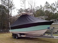 Photo of SeaCraft 23CC 20xx T-Top Boat-Cover, viewed from Starboard Front 