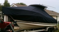 Photo of SeaSwirl Striper 2301CC 20xx T-Top Boat-Cover, viewed from Port Front 