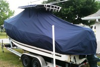Photo of SeaSwirl Striper 2301CC 20xx T-Top Boat-Cover, viewed from Port Rear 
