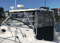 Photo of Seaswirl Striper 2901WA, 2008: Hard-Top 110xxxxccc part numbers Connector, Side Curtains (no U Zip Windows) Aft-Drop-Curtain, viewed from Starboard Rear 