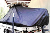 Shearwater® X22 T-Top-Boat-Cover-Sunbrella-1399™ Custom fit TTopCover(tm) (Sunbrella(r) 9.25oz./sq.yd. solution dyed acrylic fabric) attaches beneath factory installed T-Top or Hard-Top to cover entire boat and motor(s)