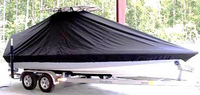 Shearwater® X22 T-Top-Boat-Cover-Sunbrella-1399™ Custom fit TTopCover(tm) (Sunbrella(r) 9.25oz./sq.yd. solution dyed acrylic fabric) attaches beneath factory installed T-Top or Hard-Top to cover entire boat and motor(s)