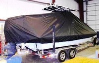 Shearwater® Z2400 T-Top-Boat-Cover-Sunbrella™ Custom fit TTopCover(tm) (Sunbrella(r) 9.25oz./sq.yd. solution dyed acrylic fabric) attaches beneath factory installed T-Top or Hard-Top to cover entire boat and motor(s)