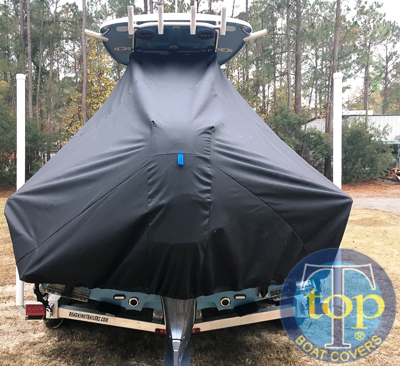 Sportsman Masters Platinum 227, 20xx, TTopCovers™ T-Top boat cover rear