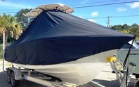 Photo of Sportsman Open 232 20xx TTopCover™ T-Top boat cover, viewed from Starboard Front 
