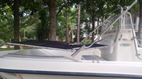 T-Topless™Our newly redesigned (and lower cost) T-Topless-2(tm) (TT2(tm)) patent-pending, stainless steel, folding T-Top for 15-22' center console boats (plus optional Spray-Shield and Gear-Loft)