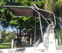 Side view of T-Topless-2 on Sea Pro 180cc showing optional Gear Loft