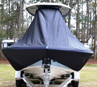 Tidewater® 2200 Carolina Bay T-Top-Boat-Cover-Sunbrella-1399™ Custom fit TTopCover(tm) (Sunbrella(r) 9.25oz./sq.yd. solution dyed acrylic fabric) attaches beneath factory installed T-Top or Hard-Top to cover entire boat and motor(s)