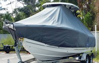 Tidewater® 230CC T-Top-Boat-Cover-Elite-1249™ Custom fit TTopCover(tm) (Elite(r) Top Notch(tm) 9oz./sq.yd. fabric) attaches beneath factory installed T-Top or Hard-Top to cover boat and motors