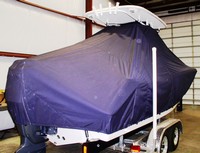 Tidewater® 232CC T-Top-Boat-Cover-Wmax-999™ Custom fit TTopCover(tm) (WeatherMAX(tm) 8oz./sq.yd. solution dyed polyester fabric) attaches beneath factory installed T-Top or Hard-Top to cover entire boat and motor(s)