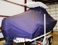 Tidewater® 232LXF T-Top-Boat-Cover-Wmax-999™ Custom fit TTopCover(tm) (WeatherMAX(tm) 8oz./sq.yd. solution dyed polyester fabric) attaches beneath factory installed T-Top or Hard-Top to cover entire boat and motor(s)