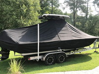 Tidewater® 2500 Custom Carolina Bay T-Top-Boat-Cover-Wmax-1299™ Custom fit TTopCover(tm) (WeatherMAX(tm) 8oz./sq.yd. solution dyed polyester fabric) attaches beneath factory installed T-Top or Hard-Top to cover entire boat and motor(s)