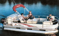Photo of Tracker Sun Tracker Party Barge 18, 2005: Aft Canopy Top in Boot, viewed from Starboard Side 